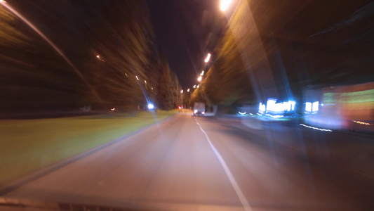 延时城市夜间驾驶在马路上视频
