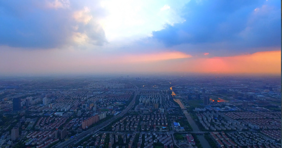 上海城市黄昏航拍视频视频