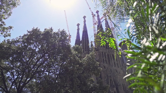 巴塞罗那市家庭教堂全景视频