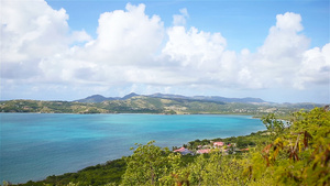 美丽的热带沙滩鸟瞰图加勒比地区有绿松石水和黄沙的热带15秒视频