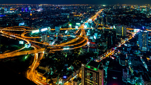 Thailand邦哥克市塔顶的夜间城市风景12秒视频