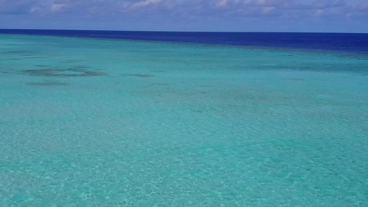 白沙背景蓝绿海中豪华旅游海滩野生动物的空中无人机全景视频