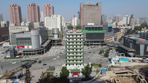 河南郑州地标建筑二七纪念塔航拍15秒视频