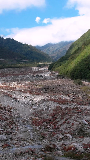 5A四川海螺沟景区红石滩景观区航拍视频四川旅游40秒视频