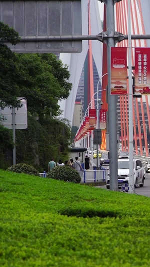 城市桥梁车辆人文景色摄像头45秒视频