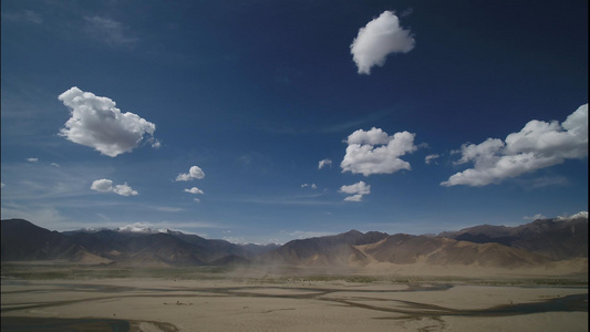 蓝天白云西藏自然风光视频