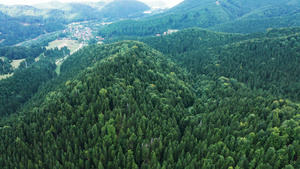 无人驾驶无人驾驶飞机飞越山上美丽的绿林上空16秒视频