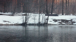温特河冬河雾景冬季背景30秒视频