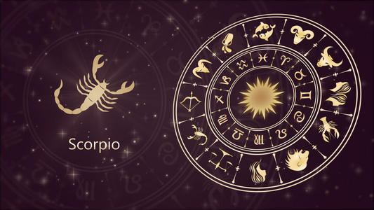 黄道菌标志天蝎座和星象轮视频