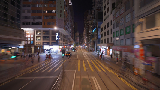 4k香港街道移动穿梭夜景延时视频