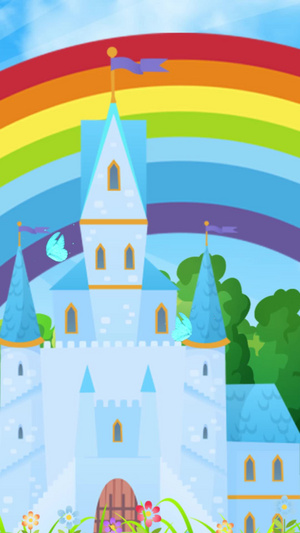 卡通彩虹城堡舞台背景视频六一儿童节20秒视频