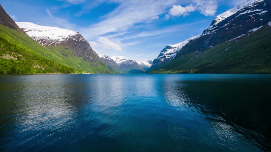 大自然挪威湖清澈视频