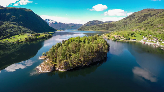 挪威湖山湖风景视频