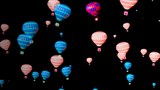 4K热气球漂浮动画元素视频