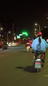 实拍杭州城市夜景车流第一视角行车视角视频