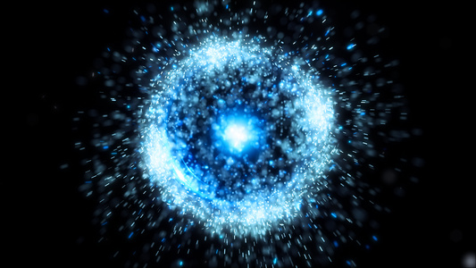 球形能量粒子爆散出logo视频