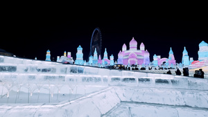 4K拍摄哈尔滨第二十五届冰雪大世界景点内景观7秒视频