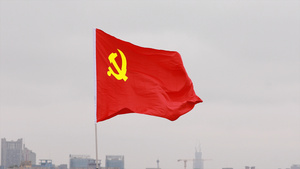8K实拍中国100周年党旗飘飘22秒视频