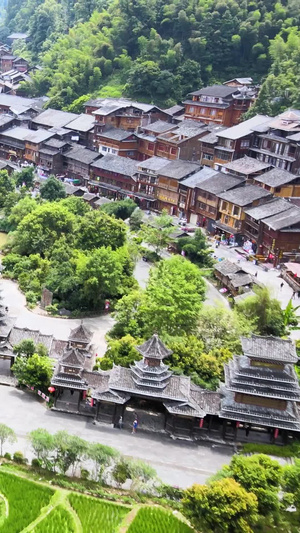 贵州肇兴侗寨航拍传统建筑58秒视频