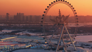 4K航拍哈尔滨第二十五届冰雪大世界旅游景点32秒视频