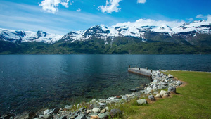 蓝色白云美丽自然挪威风景9秒视频