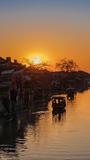 5A级景区西塘古镇日落延时视频旅游目的地15秒视频