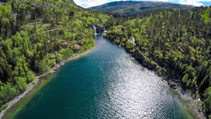 航拍美丽的自然挪威湖水19秒视频