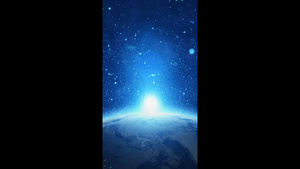 蓝色地球星空粒子光线晚会颁奖竖版背景13秒视频