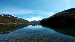 挪威美丽大自然湖水清水10秒视频