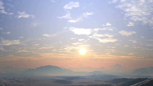 明亮的太阳慢慢地落在地平线后面充满了炎热的夏季烟雾视频