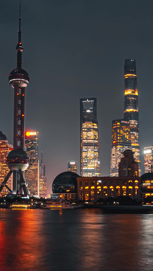 上海陆家嘴魔都城市日转夜灯光秀延时震撼10秒视频
