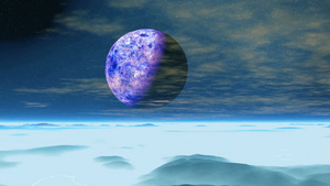 巨大的紫色行星飞过星空15秒视频