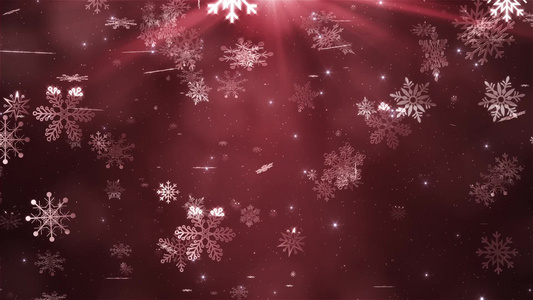 美丽的雪花坠落于红色背景视频