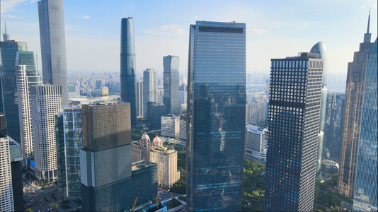 4k高清航拍广州CBD摩天大楼建筑群视频