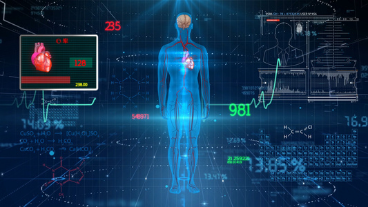 生物科技人体结构数据化展示AE模板视频