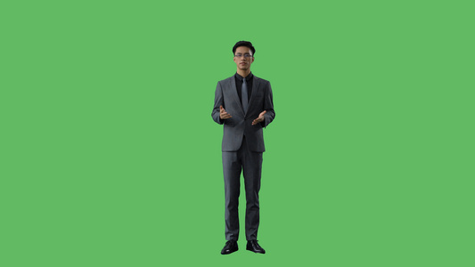 4k绿幕合成抠像商务男士演讲全身动作视频
