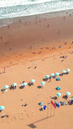 航拍青岛景点金沙滩十月旅游季节45秒视频