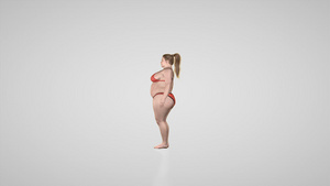 胖女人减肥相机旋转白色工作室17秒视频