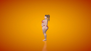 胖女人瘦瘦照相机旋转橙色工作室17秒视频