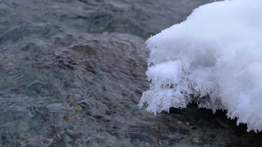 春天冰雪溶化河流流水视频
