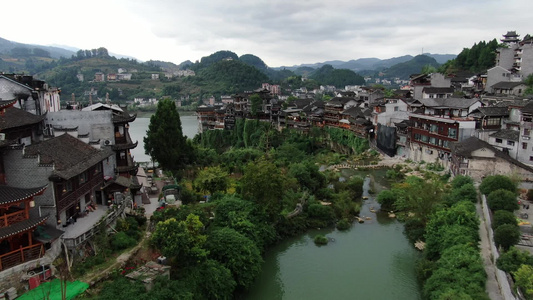 航拍湘西芙蓉镇4a景区视频