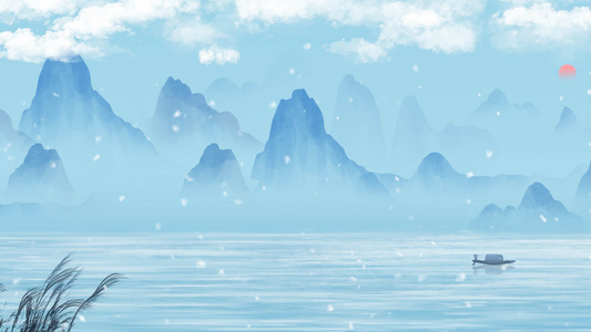 白露中国风水墨画桂林山水背景视频