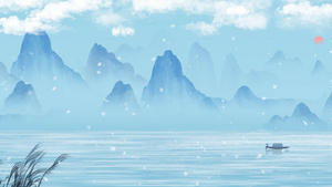 白露中国风水墨画桂林山水背景40秒视频