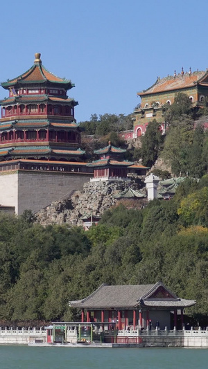 北京颐和园内景地标建筑中国著名景点22秒视频