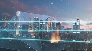 未来科技发展点线粒子城市发展广东152秒视频