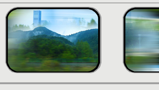 4K高铁车窗外风景划过视频