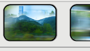 4K高铁车窗外风景划过73秒视频