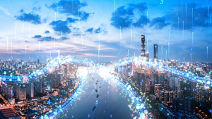 城市科技感粒子光线穿梭动态视频背景元素10秒视频
