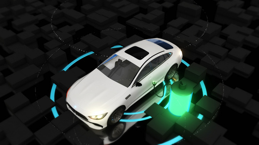 4K三维新能源汽车充电背景视频