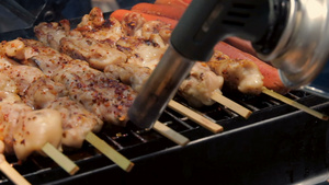 烤肉和热狗在烧烤炉上做饭7秒视频